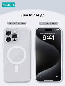1pc Koolife Magnetic Wireless Charging Full Body Protective Case With Lens Film, Anti-Fall Airbag, PC+TPU Material, Compatible With Apple 17 Pro Max/17/17 Pro/17 Air/11/12/12 Pro/12 Plus/13/13 Pro/13 Pro Max/14/14 Pro/14 Pro Max/15/15 Plus/15 Pro/15 Pro Max/16/16 Plus/16 Pro/16 Pro Max/16e - White - View 6