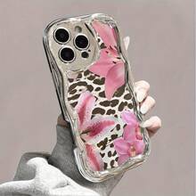 Funda para Teléfono 1PC Electrochapada Ondulada con Cadena Colgante de Perlas, Funda Protectora Anticaídas y Antigolpes, Accesorios de Moda Compatible con las Series 11, 12, 13, 14, 15, 73, Pro y Pro Plus - Moderna y De - Colores mixtos 3 - Ver 7