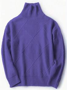 Herbst/Winter Lässig Damen Pullover Sweater mit Rollkragen in Große Größen