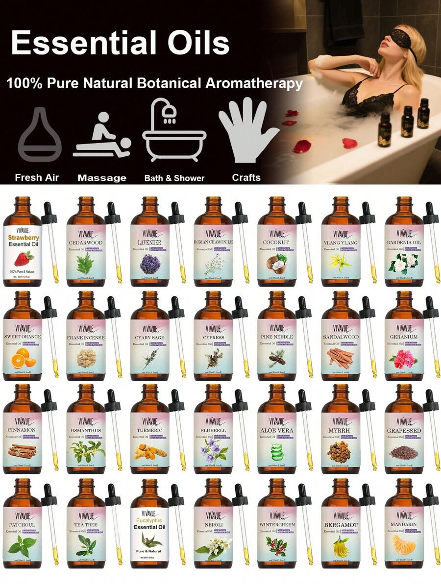 1 Stück 30ml/1,01oz ätherische Öle, natürliche ätherische Parfümöle, Raumparfüm, geeignet für Diffuser, Kerzengießen, Seife, Auto-Diffuser, Aromatherapie, Raumlufterfrischer, Heimdüfte Geschenk, Geschenk für Frauen - Eukalyptus / Zitrone / Pfefferminze / Moschus / Magnolie / Oregano / Myrrhe / Jasmin / Aloe Vera / Teebaum / Rose / Kokosnuss / Lavendel / Ylang Ylang / Zypresse / Salbei Duft