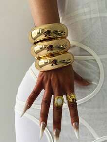 1 件袖口手镯、金手镯、宽手镯、粗手镯、手镯套装、宽手镯、女士手镯、送给她的礼物