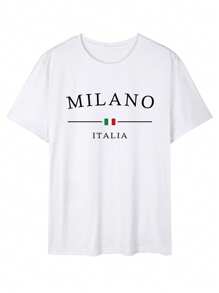 Men's Graphic Slogan & Cartoon Print Round Neck Short Sleeve Casual T-Shirt