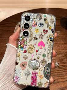 Retro 1pc Fashionable Jewelry Puzzle Design Soft Phone Case Protective Cover Compatible With IPhone, Honor, Redmi, Galaxy,