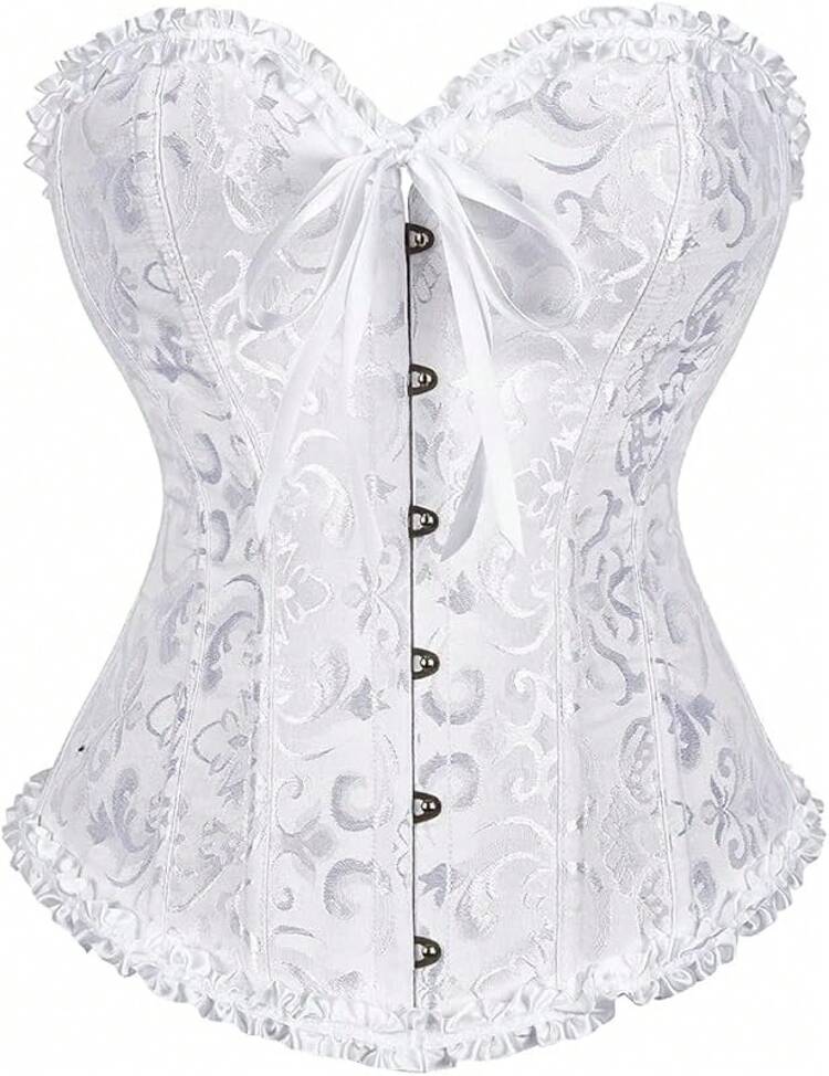 SZIVYSHI Corset Tops Women, Bustier Shapewear Lingerie, Lace Waist Push Up Bodysuit - 白色 - 查看 1