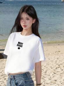 200g Pure Cotton T-Shirt 2025 Summer Ladies New Short Sleeve Pure Cotton Holiday Pattern Short Sleeve Round Neck Couple Wear Small Shirt Tops - 白色 - 查看 2