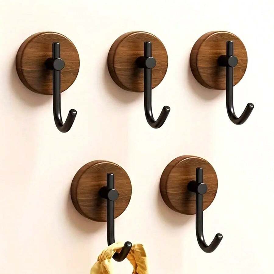 2/3 قطع خطاف معاطف من خشب الجوز مثبت على الحائط بالصمغ، بدون حفر، بتصميم أنيق، سهل التركيب، مناسب لتعليق الملابس والمفاتيح والمناشف، مثالي لاكسسوارات المطبخ والحمام وديكور الباب والحائط والديكور الروماني والديكور المنزلي - متعدد الألوان - مشاهدة 1
