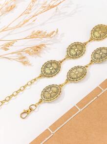 Silver & Gold Hollow Bohemian Style Waist Chain, Adjustable Metal Waist Belt For Women, Fashion Party Wear Summer, School
