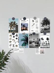 12pcs/Set (10pcs Decorative Cards + 2pcs Random Color Stickers) Minimalist Decorative Cards, Mini Posters For Home Decor, Artistic Self-Adhesive, Bedroom DIY Wall Stickers - Multicolor - View 4