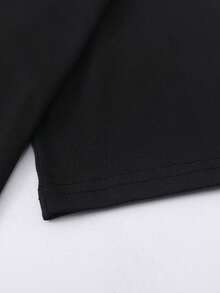 Customized Photo + Text Plus Size Women's Dress, Personalized Photo Printing, Upload Your Funny Image/Pet/Friend Photo Designed On The Front, Plus Size Women's Dress, Customized Birthday/Name/Blessing Text, Plus Size Women's Dress, Birthday/Anniversary/Holiday Pattern Customization, Team Uniform/Outdoor Wear/Class Uniform/Sportswear Customization, Personalized Plus Size Dress, Holiday Gift - Black - View 6