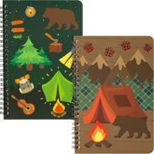 2 件 A5 露营螺旋笔记本，精装探险旅行日记本，适合青少年书写的笔记本，学校、办公用品、返校、日记本、礼物