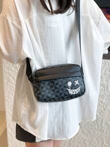 Borsa a tracolla sportiva casual da uomo alla moda a quadri, piccola borsa quadrata da business