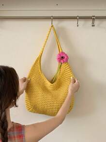 This Large-Capacity Foldable Armpit Shoulder Bag Features A Hollow-Out Design And Is Available In Multiple Colors-Red, Apricot, Khaki, Green, And Black-Perfectly Combining Style With Functionality. While The Versatile Design Can Double As A Shopping Bag Or Travel Bag To Meet Daily Use Needs.