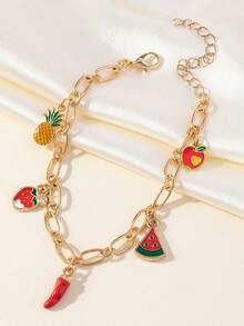 1pc Sweet Cherry Decor Bracelet, Simple Design For Teens, Style - Multicolor - View 16