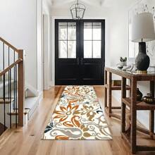 1 pieza, Decoración para el hogar, Alfombra, felpudo o tapete de cerámica de diatomita con patrón floral vintage impreso, antideslizante, rectangular con impresión 3D, apto para sala de estar, dormitorio, pasillo, baño, lavandería - Alfombras de poliéster, aptas para decoración de interiores y exteriores del hogar