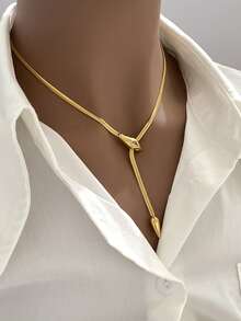 1 件优雅蛇骨项链，不锈钢蛇形链适合女性日常佩戴 - 蛇形項鍊 - 查看 9