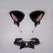 1/2 piezas Diadema con orejas de gato, Pasador de pelo con campana, Pasador de pelo con forma de conejo, Tocado de Año Nuevo, Accesorios para el cabello de San Valentín, Collar de encaje con campana, Romántico, Sexy, Lindo, Joyería minimalista, Adecuado para San Valentín, Cumpleaños, Fiesta, Cita, Agrega ambiente