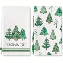 2pcs Christmas Themed Towels, Designed With Christmas Tree And Snowflake Pattern Printed Towels, Machine Washable, Heat-Resistant, Absorbent And Reusable, Suitable For Room Decoration, Kitchen And Bathroom Towels, Party Decoration, Home Decoration, Making It An Ideal Holiday Gift For Christmas. - Multicolor - View 29