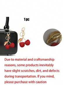 Shiny Red Cherry Pearl Pendant New Arrival, Fruit Lychee Sparkling Diamond Key, Red Rhinestone Bag Pendant, Headphone Pendant, Key Pendant, Big Cherry Shape Crystal Pendant Keychain Pendant, Glitter Cherry Pendant With Clip Bag, Shiny Resin Metal Accessories Bag, Cherry Keychain, Cherry Bag Pendant, Cherry Pendant Backpack Accessories, Mother'S Day Gifts, Valentine'S Day Gifts - Multicolor - View 11