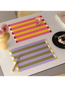 Nordic Dopamine Patterned PU Placemats, Waterproof, Oil-Resistant, Easy To Clean, Cute Girls Style, Heat Insulation Mat, Coasters For Dining Table