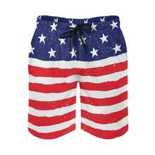 Men Swim Trunks Quick Dry With Lining And Pockets Beach Shorts  ,Retro American Flag High-Elastic Soft Fabric Beach Pants, Perfect For Summer Outdoor Sports Surfing Gym And Outdoor Activities - 紅色 - 查看 1