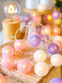 1pc 1.5/3m 10/20 LED Home Decor Macaron Color Thread Ball LED Fairy String Lights, Simplicity And Individuality Indoor Bedroom Wall Decorative Fairy Lights, Wedding Birthday Party Decor Lights, Christmas Tree Decorative Light String