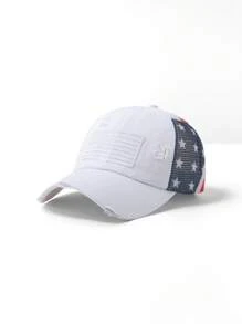 1PC Adjustable Men's Breathable Mesh Trucker Hat With American Flag, Women's Baseball Cap With Ponytail Hole, Distressed Black Mesh Embroidery Baseball Cap, Suitable For Outdoor Sports, Golf, Fishing And Casual Wear|Baseball Cap. Trucker Hat For Women