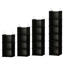 1 szt. Wisząca półka do przechowywania garderoby, 3-6 warstwowy organizer na ubrania z kieszeniami bocznymi i haczykami, oszczędzający miejsce składany stojak do przechowywania ubrań do użytku domowego i podróżnego, dekoracje, dekoracje festiwalowe, dekoracje pokoju, dekoracje domowe, dekoracje sypialni, organizer, przechowywanie w domu, biała koszulka damska, czarne spodnie damskie, damskie ubrania zimowe, sukienka