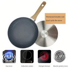 7/9.5/11英寸不粘煎锅，家用厨房炒菜用具，可机洗，隔热手柄设计，适用于电磁炉，采用复合锅底 - 彩色 - 查看 5