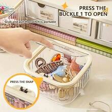 1pc Acrylic Transparent Flip-Top Organizer Box, Drawer Storage Holder, Vanity Desktop Makeup Jewelry Box, Suitable For Dressing Table, Bedroom, Mother's Day Gift