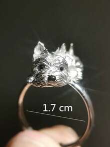 1pc Fashionable Dog Decorated Knuckle Ring Suitable For Women Daily Wear - Silver - View 4