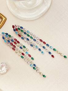 1 đôi Quá quắt Công nghiệp nặng Hợp kim đồng Sọc Hoa tai , Thích hợp Đối với phụ nữ Đến Mặc at Lễ hội & Các bữa tiệc - Bạc - Xem 7