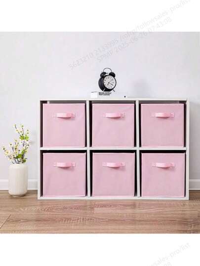 Pink Foldable Storage Box, Lidless Closet Organizer Box, Multipurpose Household Storage Container