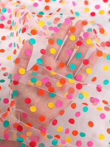 Khăn trải bàn hình chữ nhật 180 x 75 cm, họa tiết chấm bi và ánh kim vàng, nền trắng, 100% polyester, bền và dễ vệ sinh, phù hợp cho đám cưới, tiệc tùng, lễ hội, sân khấu, sinh nhật, trang trí bàn Giáng sinh. - Khăn trải bàn lưới chấm bi nhiều màu với nền trắng - Xem 8