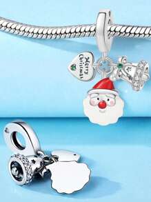 STYFNE 1 pieza Colgante con cuentas de árbol de Navidad, campana, Papá Noel, reno, muñeco de nieve, adecuado para pulseras DIY, joyería de mujer, pequeño regalo diario