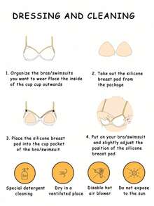 1 对可重复使用的硅胶胸垫 - 隐形聚拢垫，适用于泳装和内衣，柔软加厚增强垫，可自然提升胸部，非常适合比基尼， - 彩色 - 查看 7