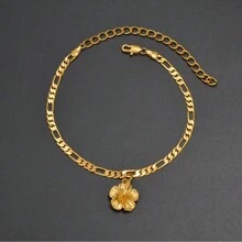 1 pièce Bracelet de cheville hawaïen avec hibiscus pour femmes, bijoux plaqués or, chaîne de pied à la mode pour accessoires d'Afrique