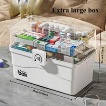 Senmeo 1PCS Multi-Layer Waterproof Medicine Box! Portable Emergency Organizer With Snap Closure - Durable Plastic, Multi-Compartment First Aid Kit, Storage Box For Organization, Suitable For Home/Car/Family - 白色-加大尺寸 - 查看 11