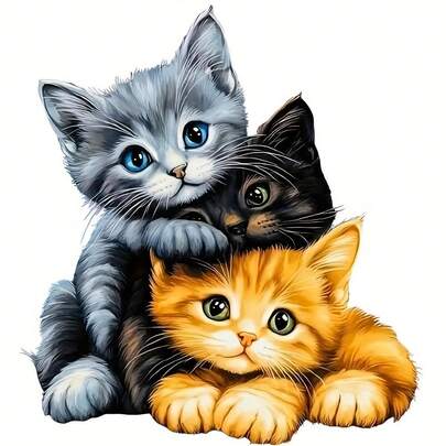 可爱猫咪乙烯基贴纸 - 卡通猫咪贴纸，适用于 T 恤、毛衣、包包、枕头 - DIY 生日礼物，男女通用，持久粘性装饰贴纸，非常适合手工艺者