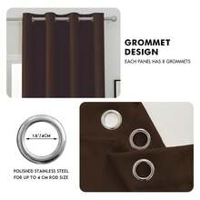 Ystyle Lot de 2 rideaux , rideau thermique protection contre le froid, rideau extérieur résistant aux intempéries avec œillets, rideau occultant, rideaux opaques, rideaux salon, rideau thermique protection contre la chaleur - Marron - Voir 6