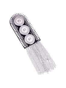 1 件精致手工流苏肩章长链古典胸针水钻 DIY 服装配饰男女适用，精致肩章肩章朋克胸针流苏肩标别针徽章肩闪 Cosplay - 彩色 - 查看 11