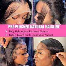 Bone Straight Human Hair Wig 13x4 HD Lace Frontal Wigs 250% Density 8-40 Inch Short Long Straight Lace Front Wigs Glueless Wig Pre Plucked With Baby Hair Brazilian Virgin Human Hair For Women - Natural Black - 查看 10