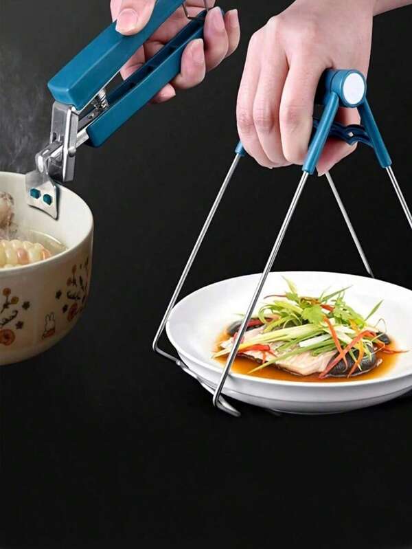 2pcs Heat Resistant Serving Tongs - Bowl Holder, Non-Slip Plate Clip Bowl Holder, Clamps, Stainless Steel Dish Tongs/Kitchen Utensils - No Food Contact