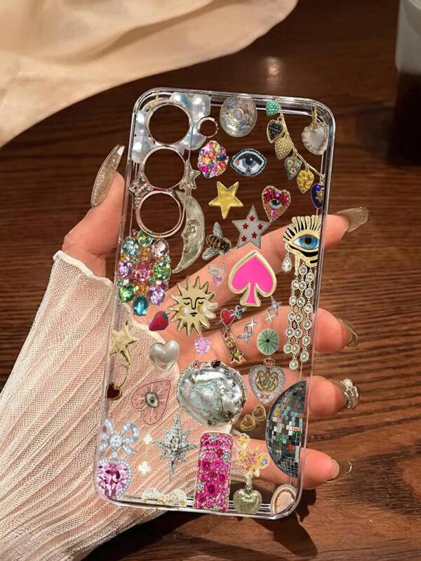 Retro 1pc Fashionable Jewelry Puzzle Design Soft Phone Case Protective Cover Compatible With IPhone, Honor, Redmi, Galaxy,