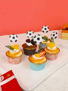 100 件/套足球俱乐部杯主题蛋糕装饰竹签水果串派对装饰品 - 彩色 - 查看 4