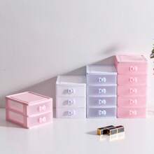 1 pieza Caja de almacenamiento de joyas rosa, caja de almacenamiento de escritorio de oficina, caja de almacenamiento de artículos pequeños, caja de almacenamiento de cajón, caja de almacenamiento rosa para accesorios para el cabello, caja de almacenamiento de varios niveles de ratán tejido para joyería y cosméticos, regalo del Día de la Madre, organizador de almacenamiento, artículos esenciales de viaje