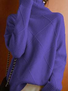 Herbst/Winter Lässig Damen Pullover Sweater mit Rollkragen in Große Größen