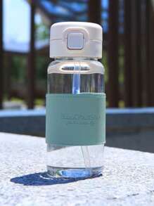 1 pieza Taza de paja de alta calidad, taza de plástico a prueba de calor fresca tipo Ins, taza de té de flores portátil, botella de agua minimalista, regalo elegante, para uso al aire libre, camping