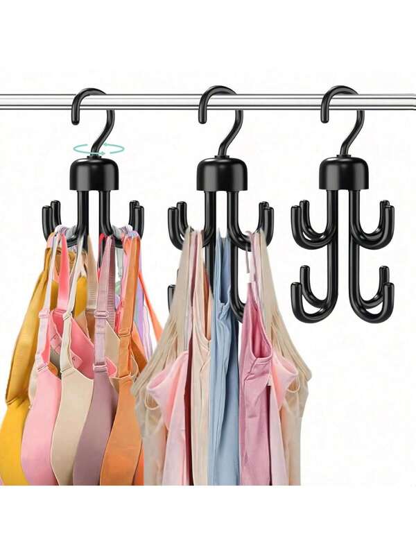 Appendini girevoli per reggiseni per organizzare l'armadio, con una capacità massima di 48 appendini, organizer da armadio in plastica salvaspazio, elementi essenziali per appartamento o dormitorio per reggiseni, canotte, cinture e cravatte
