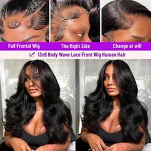 13x6 Body Wave Lace Front Wigs Human Hair Pre Plucked 250% Density HD Lace Front Wigs Human Hair With Baby Hair Brazilian Full Frontal Lace Wigs Human Hair For Women Natural Black 40 Inch - Natural Black - 查看 5