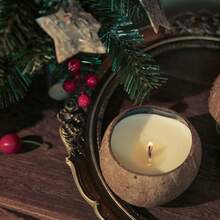Scented Soybean Coconut Shell Wax Candle - Wooden Wick Fragrance Candle, Made With Genuine Coconut Shell